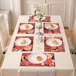 Kuber Industries Brown & Red 18 Pieces Printed Table Placemats-48