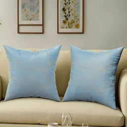 Myntra Elegant Homes Blue & Gold-Toned Set of 2 Abstract Square Cushion Covers-18
