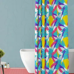 ArtzFolio Turquoise Blue & Pink Printed Waterproof Shower Curtain-image-60