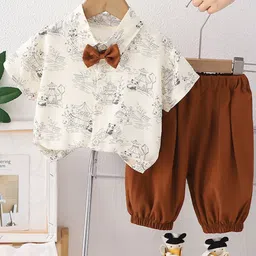YK Printed Shirt-Collar Shirt With Jogger Clothing Set-image-73