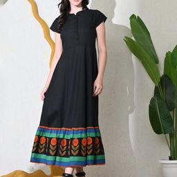 Sangria Women Ethnic Motifs Printed Cotton Fit & Flare Midi Dress-image-76