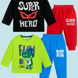 KUCHIPOO Boys Pack Of 2 Printed Long Sleeves T-shirt With Joggers-picture-7