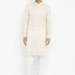 Devyom Men Floral Embroidered Kurta with Pyjama-picture-48