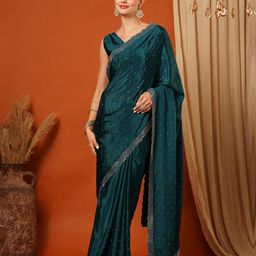 DIVASTRI Embellished Beads and Stones Pure Silk Mysore Silk Saree-image-70