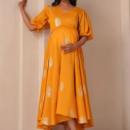 anayna Printed Fit & Flared Maternity Ethnic Dresses-image-45