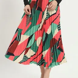 ZWERLON Printed Flared A-Line Midi Skirt-image-39