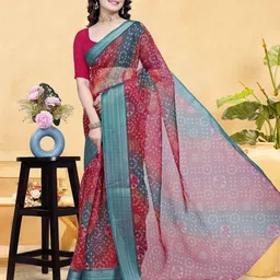 Sidhidata Bandhani Zari Organza Saree-image-21