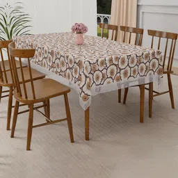 Myntra Elegant Homes Cream Floral Waterproof 6-Seater Table Cover-image-63