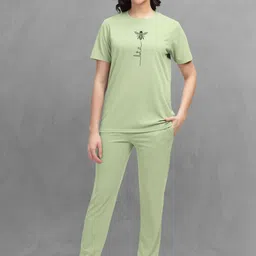 HELLCAT Women Printed Short Sleeves T-Shirt & Trousers Co-Ords Set-picture-25