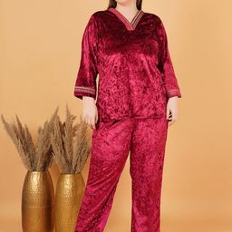 Indietoga V-Neck Velvet Tunic With Trousers-image-30