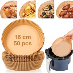 16CM Round Disposable Air Fryer Paper Liner Non stick Oven Baking 50 Pieces Airfryer Tray-picture-19