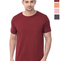 COLOR CAPITAL Unisex Pack Of 4 Solid Round Neck Cotton T-shirts-image-92