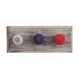 Indianshelf Set Of 4 Brown & Red Textured Wooden Hooks image 2