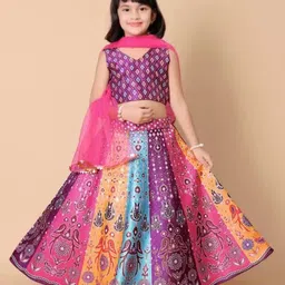 BAESD Girls Printed Tie and Dye Ready to Wear Lehenga & Blouse With Dupatta-picture-33