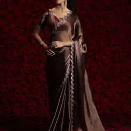 Anouk Embellished Beads and Stones Border Tissue Saree-picture-0