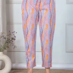 Aramya Abstract Printed Straight-Fit Soft Cotton Mid-Rise Trousers-image-36