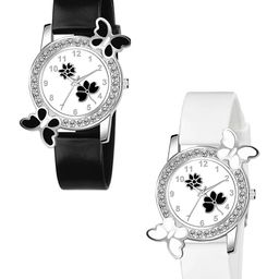 CSAMON Women pack of 2 Embellished Dial & Straps Analogue Watch 328 BLK WH 315 BLK-image-60