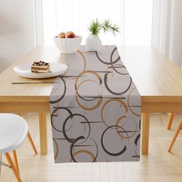STITCHNEST Brown & Mustard Printed Table Runner-2