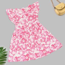 Pantaloons Junior Girls Floral Printed Flutter Sleeve Fit & Flare Dress-picture-16