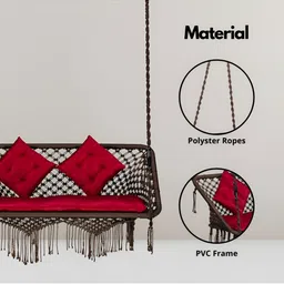 Swingzy Brown & Red Square Shaped Hammock Swing With Cushion image 2