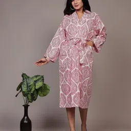 Bohekant Women Printed Pure Cotton Bath Robe-51