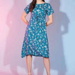 DressBerry Floral Print Fit & Flare Midi Dress-image-66