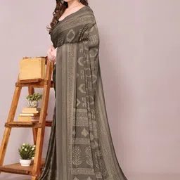 KALINI Poly Chiffon Block Print Saree image 2