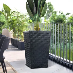 Myntra Elegant Homes Black Textured Marble Unbreakable UV Protected Planter-2