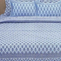 Adwitiya Blue Floral 200 TC Pure Cotton Queen Bedsheet Set 2.28 m x 2.74 m-image-49