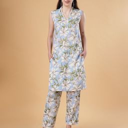 NEYSA Floral Printed Regular Pure Cotton Kurta With Palazzos-image-18