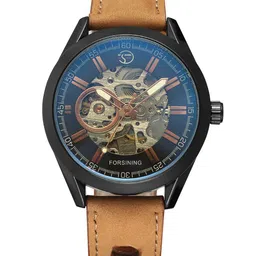 FORSINING 3D Blue Hardlex Glass Men Transparent Sport Mechanical Automatic Wrist Watch-picture-2