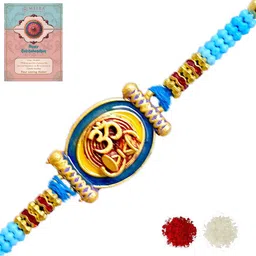 MEIRA JEWELLERY Designer Beaded Rakhi With Greeting Card & Roli Chawal-70