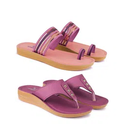 BERSACHE Women Set Of 2 One Toe Flats-picture-16