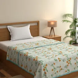 home expressions Meadow Grey & Green Floral Cotton AC Room 150 GSM Single Bed Dohar-picture-3
