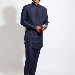 VIVEK KARUNAKARAN Striped Printed Straight Kurta With Trousers-image-91