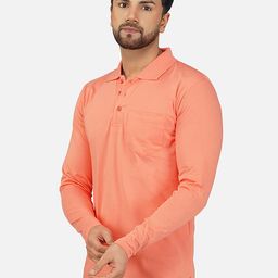 ALARM Men Solid Polo Collar Cotton T-shirt-43