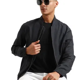 Banana Club Men Open Front Bomber Linen Jacket-15