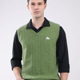 Monte Carlo Men V-Neck Cable Knit Woollen Sweater Vest-picture-49