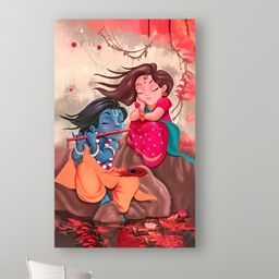 Tushaco Handicrafts Blue & Orange 1 Piece Canvas Religious Wall Paintings-image-85