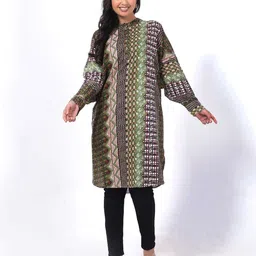 RANGRIWAZ Ethnic Motifs Printed Mandarin Collar Pure Cotton Straight Kurta-picture-1