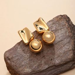 Reenisaa 18K Gold Plated Contemporary Shaped Drop Earrings-7