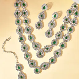 Anouk Silver Plated American Diamond Studded Jewellery Set-picture-4