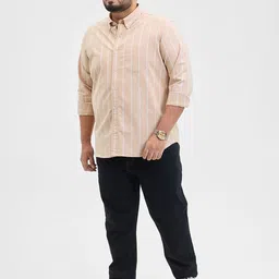 Snitch Men Classic Fit Button-Down Collar Vertical Striped Casual Shirt-28