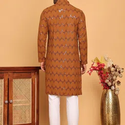 Jompers Men Embroidered Regular Sequinned Kurta with Pyjamas image 3