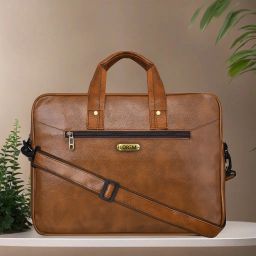 Tan Color Faux Leather 10L Office Laptop Bag For Men & Women TF-BG10 Waterproof Messenger Bag-image-19