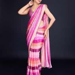 DIVASTRI Embellished Striped Pure Georgette Saree-picture-24