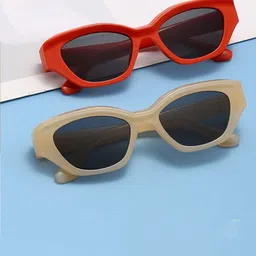 AUGEN Unisex Black Lens & Brown Oval Sunglasses with-image-59