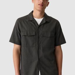 GAP Men Classic Fit Solid Cuban Collar Casual Shirt-image-77