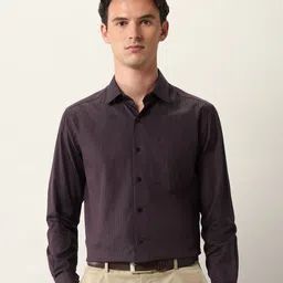Arrow Classic Geometric Self Design Opaque Pure Cotton Formal Shirt-image-51