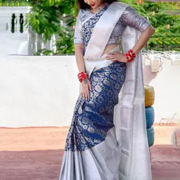 INDIOTSAV Ethnic Motifs Woven Design Zari Banarasi Saree-40